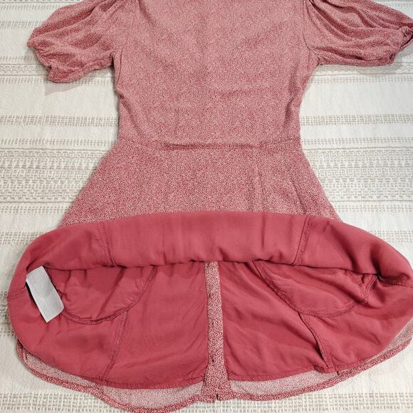 Abercrombie & Fitch Pink Floral Button-Front Dress Puff Sleeves Size XS - Picture 3 of 7